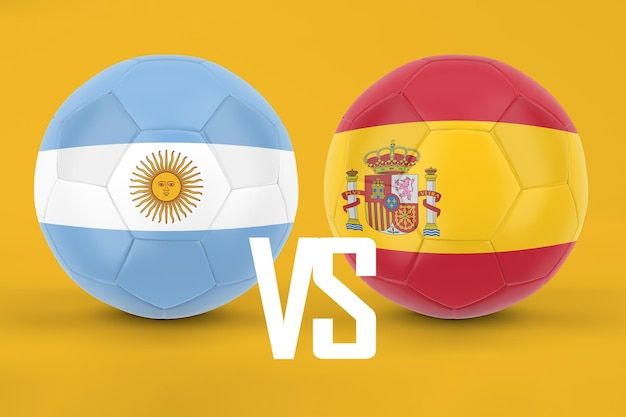 Premium Photo | Argentina vs spain football